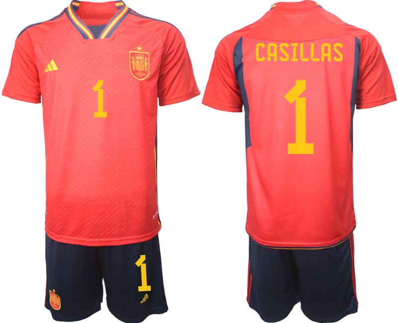 Men 2022 World Cup National Team Spain home red #1 Soccer Jerseys